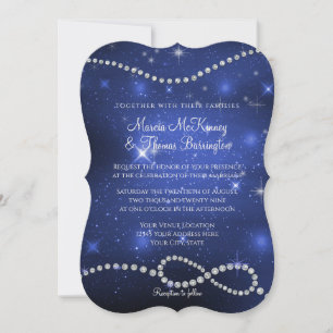Galaxy Infinity Symbol Navy Love Twinkling Stars Invitation