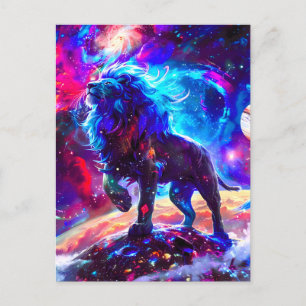 Galaxy Lion Blue Announcement Postcard