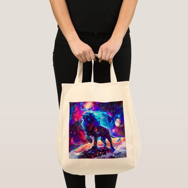 Galaxy Lion Blue Tote Bag (Front (Product))