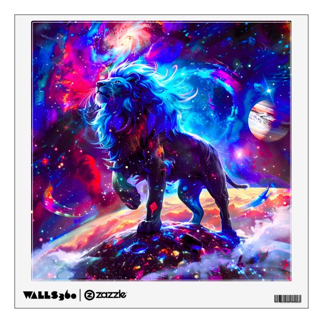 Galaxy Lion Blue Wall Decal (Front)