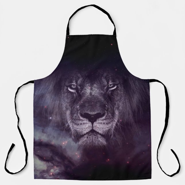 Galaxy Lion Face Art Wallpaper Apron (Front)
