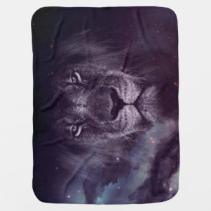 Galaxy Lion Face Art Wallpaper Baby Blanket