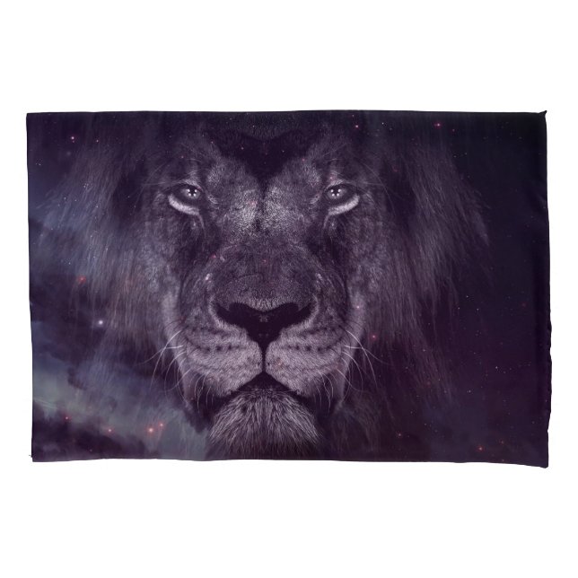 Galaxy Lion Face Art Wallpaper Pillow Case (Front)