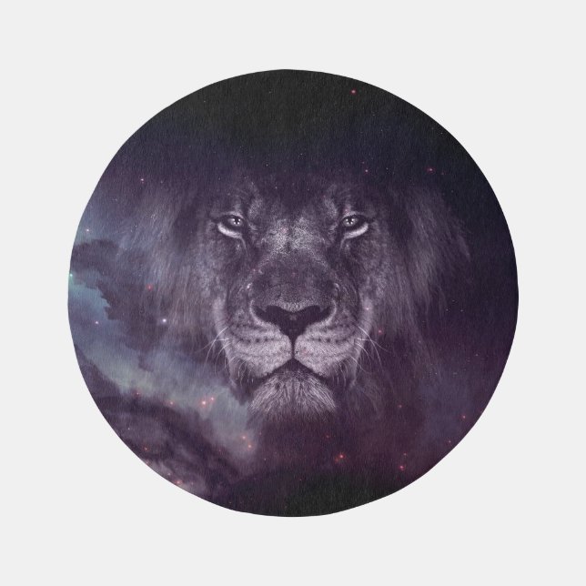 Galaxy Lion Face Art Wallpaper Rug (Front)