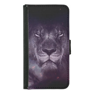Galaxy Lion Face Art Wallpaper Samsung Galaxy S5 Wallet Case