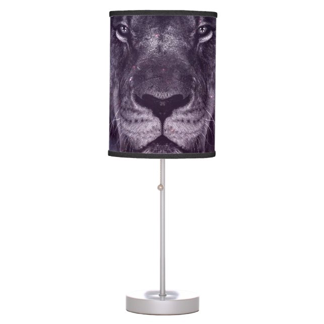 Galaxy Lion Face Art Wallpaper Table Lamp (Front)