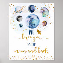 Galaxy Love You To The Moon And Back Birthday Poster