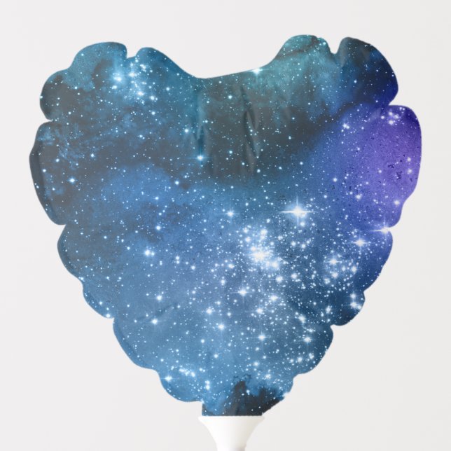 Galaxy Lovers Starry Space Blue Sky White Sparkles Balloon (Front)