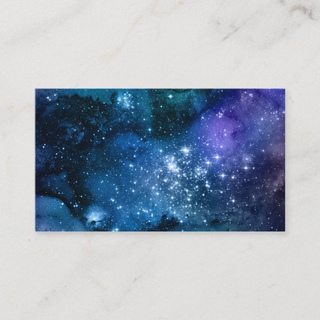 Galaxy Lovers Starry Space Blue Sky White Sparkles Business Card (Front)