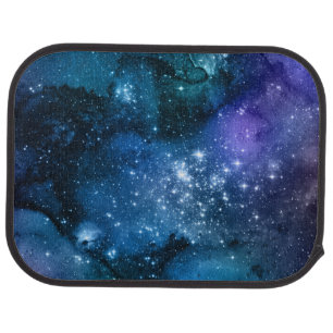 Galaxy Lovers Starry Space Blue Sky White Sparkles Car Floor Mat