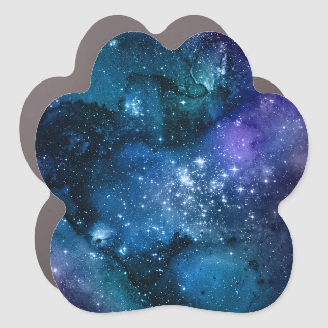 Galaxy Lovers Starry Space Blue Sky White Sparkles Car Magnet (Front)