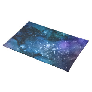 Galaxy Lovers Starry Space Blue Sky White Sparkles Cloth Placemat