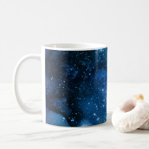 Galaxy Lovers Starry Space Blue Sky White Sparkles Coffee Mug