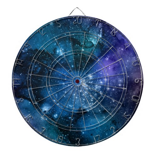 Galaxy Lovers Starry Space Blue Sky White Sparkles Dart Board