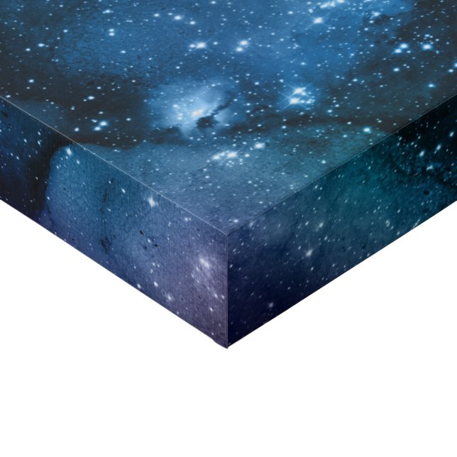 Galaxy Lovers Starry Space Blue Sky White Sparkles Faux Canvas Print (Corner)