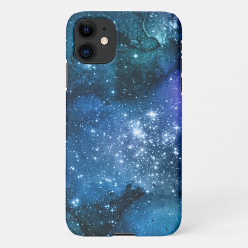 Galaxy Lovers Starry Space Blue Sky White Sparkles iPhone 11 Case