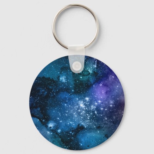 Galaxy Lovers Starry Space Blue Sky White Sparkles Keychain