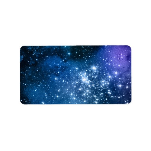 Galaxy Lovers Starry Space Blue Sky White Sparkles Label