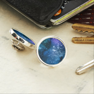 Galaxy Lovers Starry Space Blue Sky White Sparkles Lapel Pin