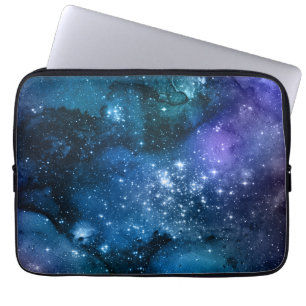 Galaxy Lovers Starry Space Blue Sky White Sparkles Laptop Sleeve
