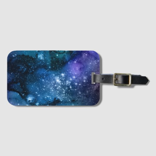 Galaxy Lovers Starry Space Blue Sky White Sparkles Luggage Tag