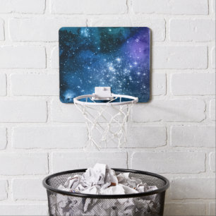 Galaxy Lovers Starry Space Blue Sky White Sparkles Mini Basketball Hoop