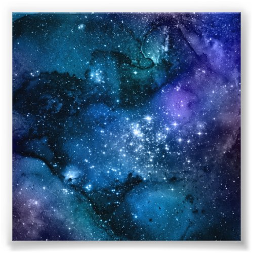 Galaxy Lovers Starry Space Blue Sky White Sparkles Photo Print