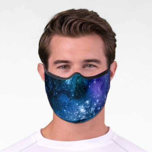 Galaxy Lovers Starry Space Blue Sky White Sparkles Premium Face Mask