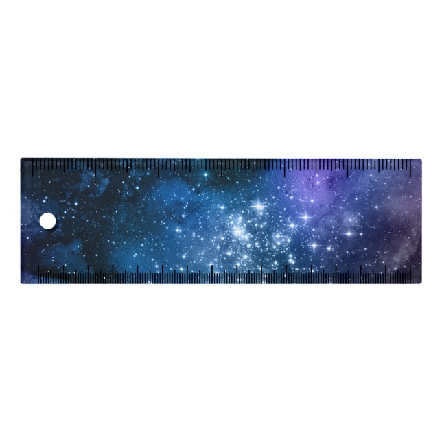 Galaxy Lovers Starry Space Blue Sky White Sparkles Ruler (Front)
