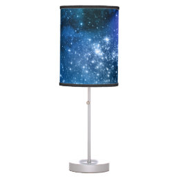 Galaxy Lovers Starry Space Blue Sky White Sparkles Table Lamp