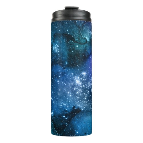 Galaxy Lovers Starry Space Blue Sky White Sparkles Thermal Tumbler