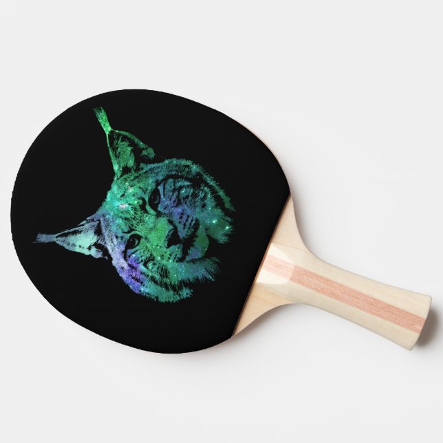 Galaxy Lynx | 3D effect | captivating Wild Cat Ping-Pong Paddle (Side)
