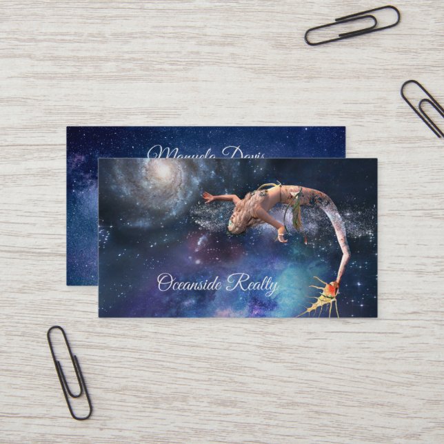 Galaxy Mermaid Business Card (Front/Back In Situ)