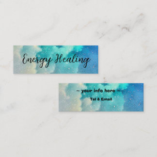 Galaxy mixed colors blue green cloudy sky mini business card