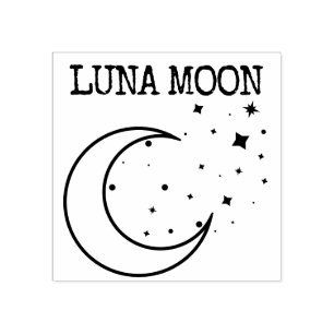 Galaxy Moon Stars Luna Rubber Stamp