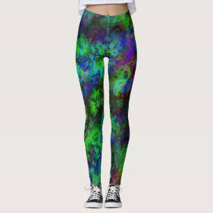 Galaxy Multi-color Abstract Green Nebula Leggings