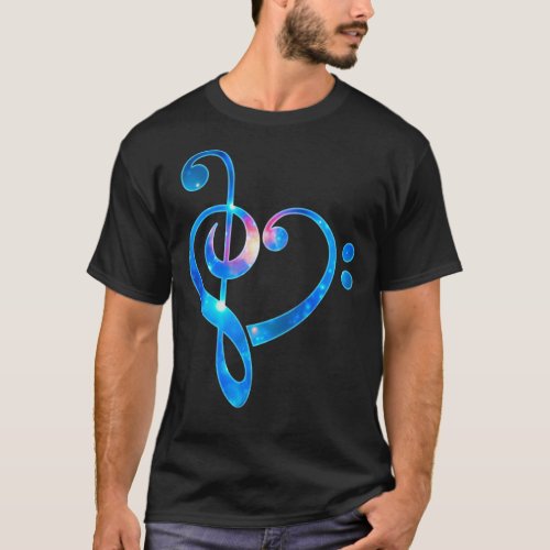 Galaxy Music Heart Treble Clef Bass Essential  T_Shirt