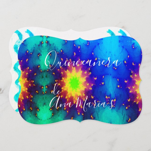 Galaxy Name Sunburst Supernova Tie-dye Invitation (Front/Back)