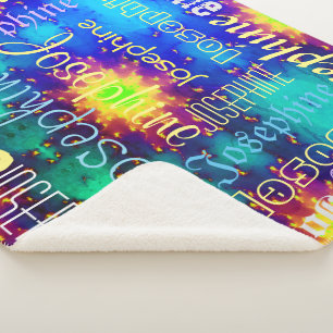 Galaxy Name Sunburst Supernova Tie-dye Sherpa Blanket
