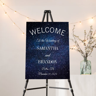 Galaxy Navy Blue Stars Sky Wedding Welcome Sign