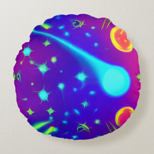 Galaxy nebula abstract art round pillow