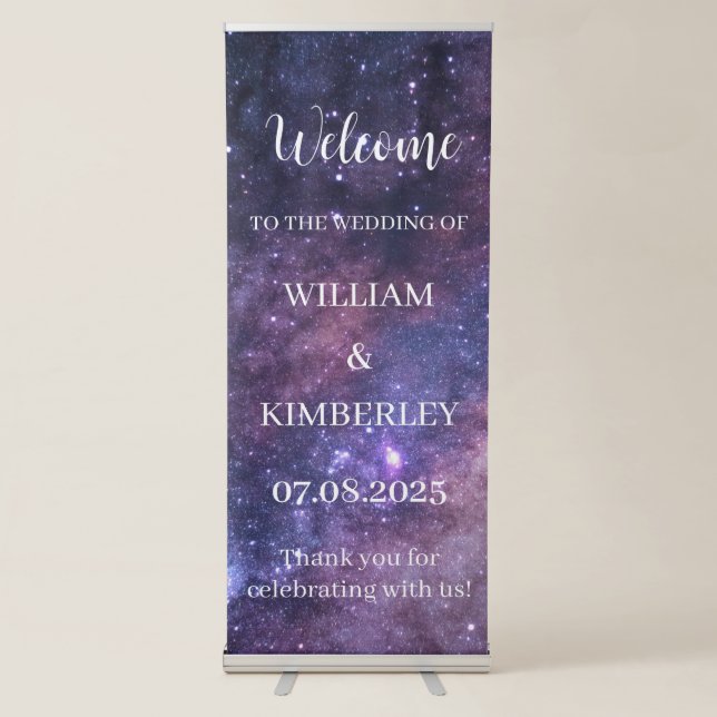 Galaxy Nebula Constellation Sky Elegant Wedding  Retractable Banner (Front)