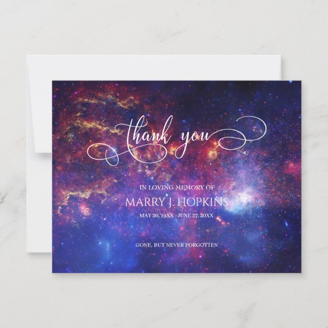 Galaxy Nebula Funeral Bereavement Thank You Card (Front)