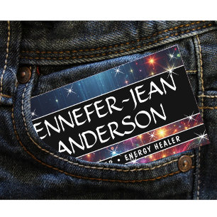Galaxy Nebula Glitter Rain Sparkling Stars Black Business Card