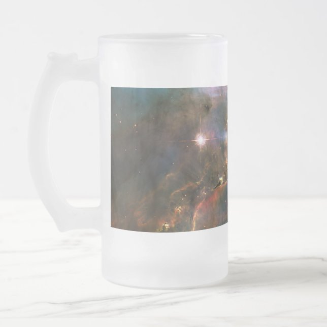 Galaxy Nebula Nebulae Supernova Star Explosion Frosted Glass Beer Mug (Left)