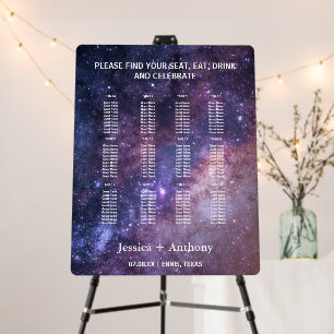 Galaxy Nebula Night Sky Navy Blue Wedding Foam Board