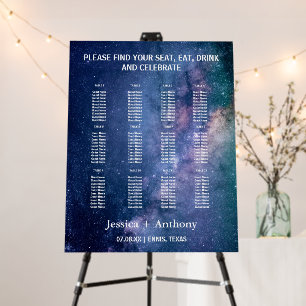 Galaxy Nebula Night Sky Navy Blue Wedding Foam Board