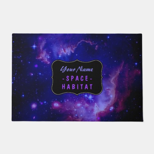 Galaxy Nebula Outer Space Blue Stars  Custom Doormat