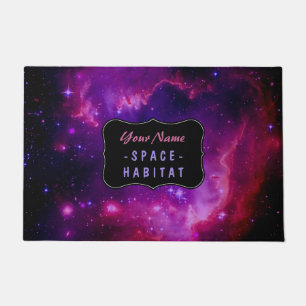 Galaxy Nebula Outer Space Purple Stars Custom Doormat