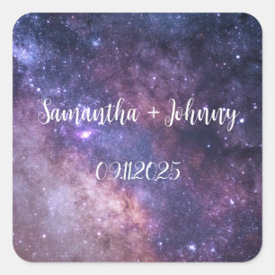 Galaxy Nebula Space Constellation Wedding Square Sticker